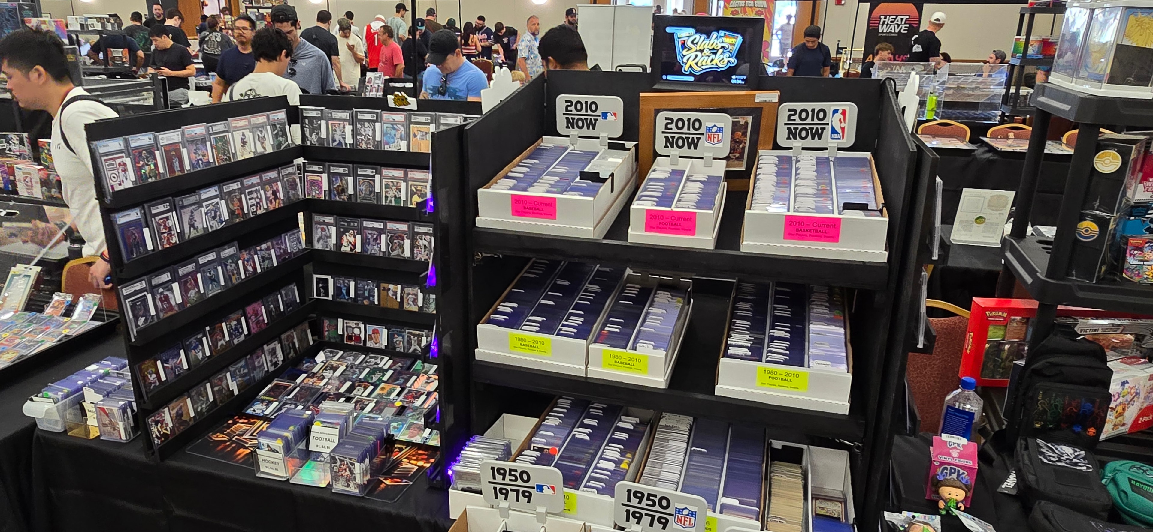 Full Slabs & Racks booth setup at a card show